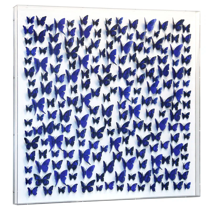 Laurel Foundry Modern Farmhouse® Papillon III Framed Art - PVC Butterfly Art - 3 Inch Acrylic Shadowbox