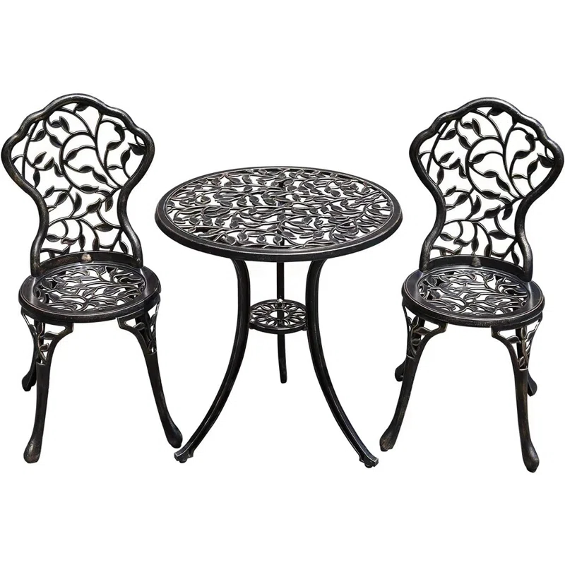 Fleur De Lis Living Patio Bistro Set.Rust-Resistant Cast Alumin...