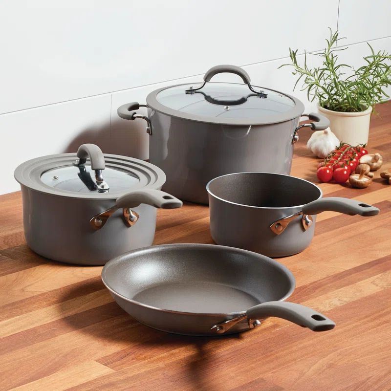 Rachael Ray Rachael Ray Cook & Create Nonstick Cookware Pots and Pans Set, 6 Piece, Gray