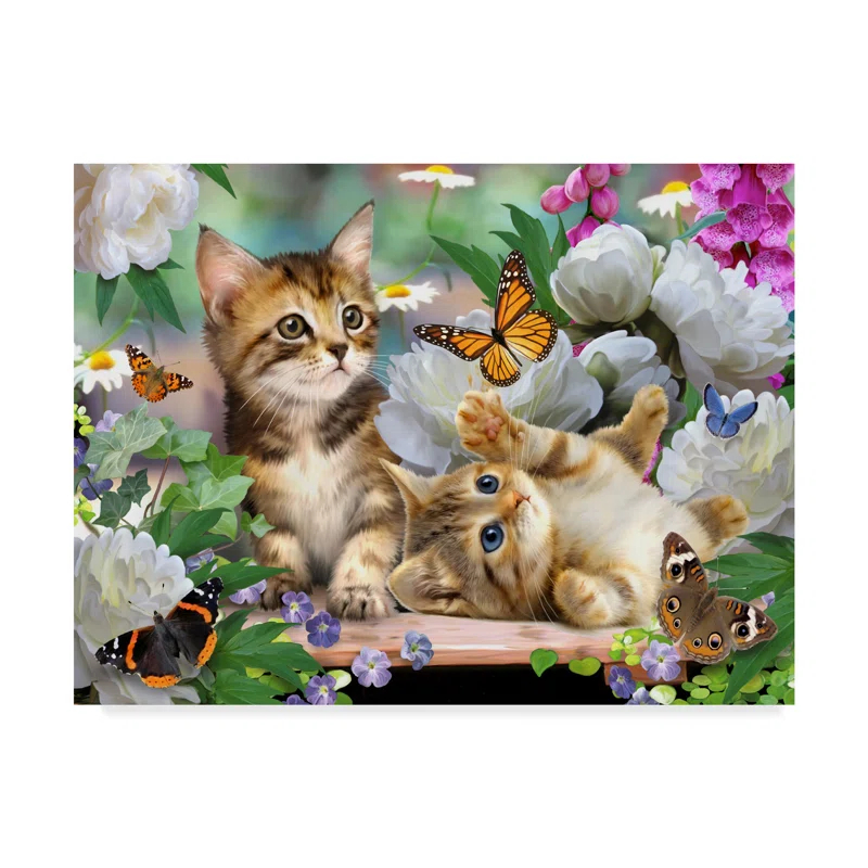 Trademark Fine Art " Kittens And Butterflies " by Howard Robinson