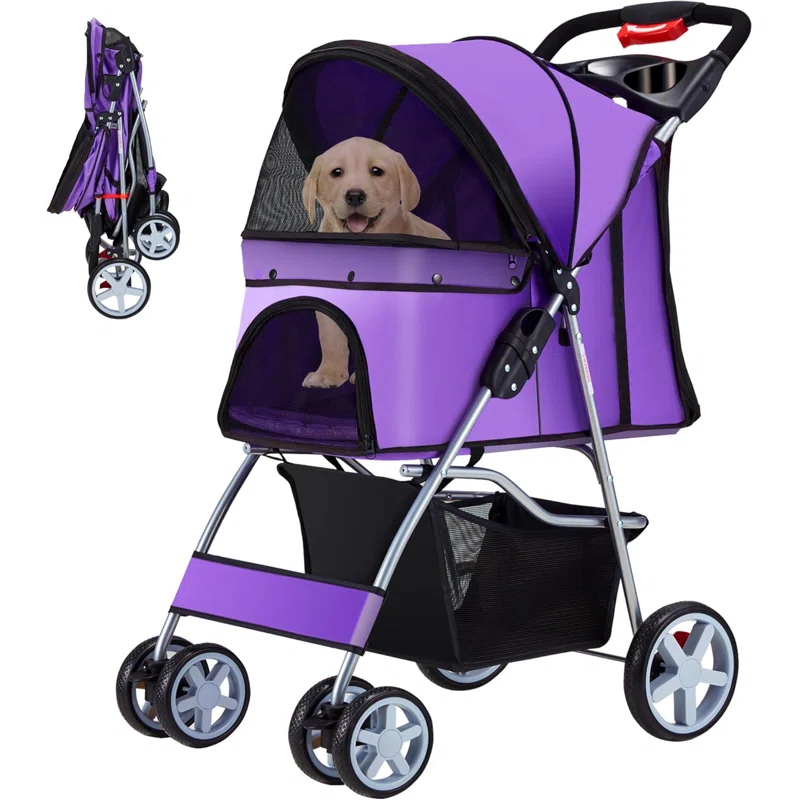 G & R PLUMBING ENTERPRISES, INC. Pet Stroller, 4 Wheels Pet Strolling Cart for Medium/Small Dogs and Cats, Foldable Cat Jogger