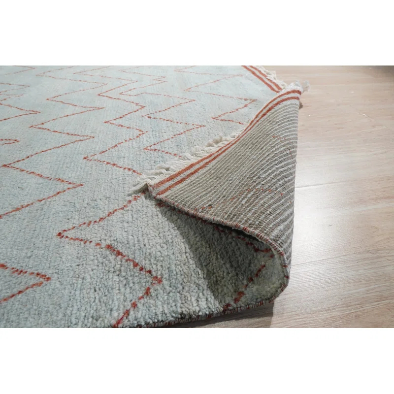 EORC Isla Moroccan Blue Hand Knotted Wool Rug