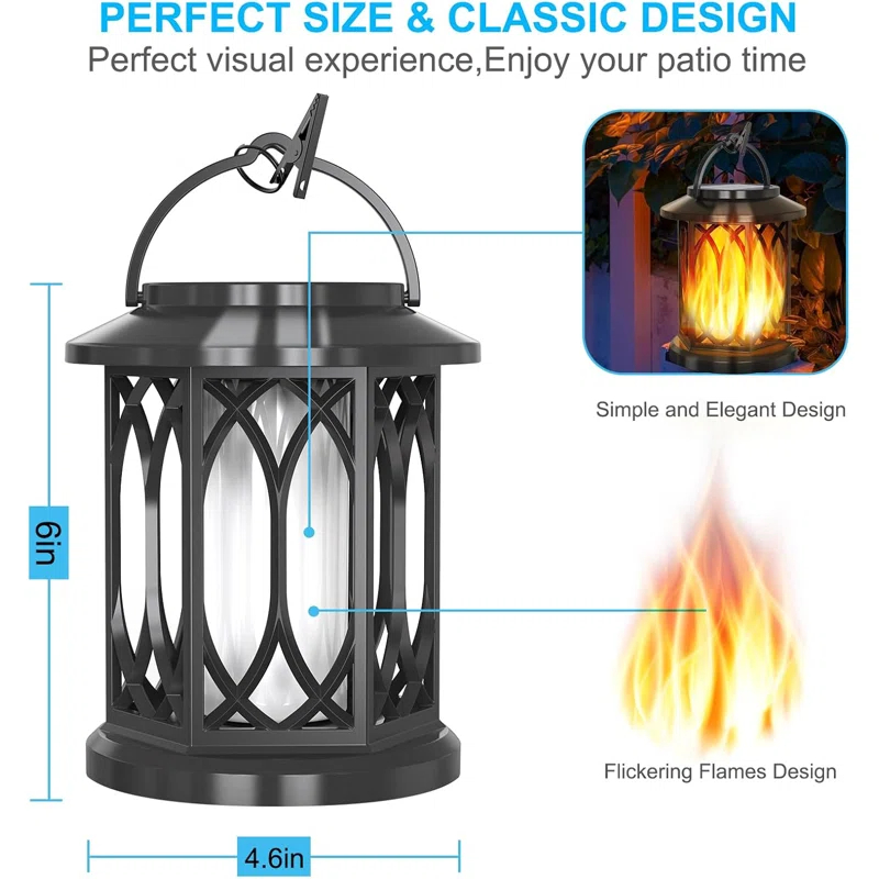 KOOPER Solar Lantern Outdoor Lights, Upgraded Flickering Candle Solar Lanterns Lights Outdoor Waterproof, Hanging Outdoor Solar Lanterns Lights, Solar Powered Lanterns For Yard Garden Decor (Set of 2)
