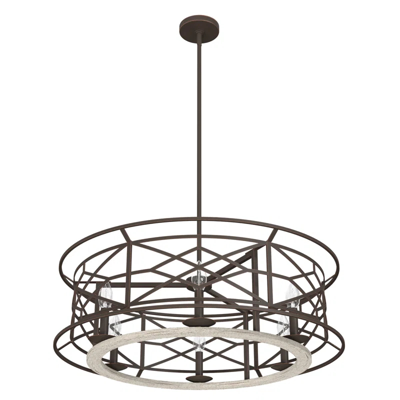 Hunter Fan Langwood 6 - Light Unique / Statement Drum Chandelier