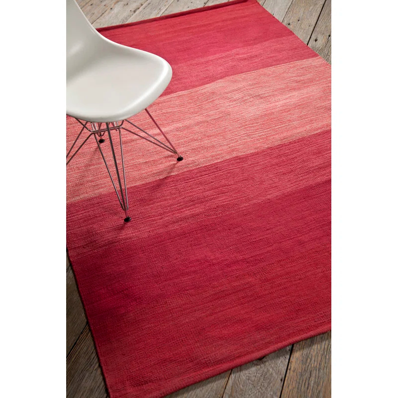 Chandra Rugs Rectangle: 2' x 3' - India Red Striped Rug