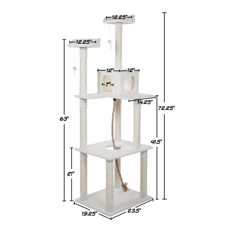 PetMaker 6 Foot Cat Tree with Scratch Posts in Ivory