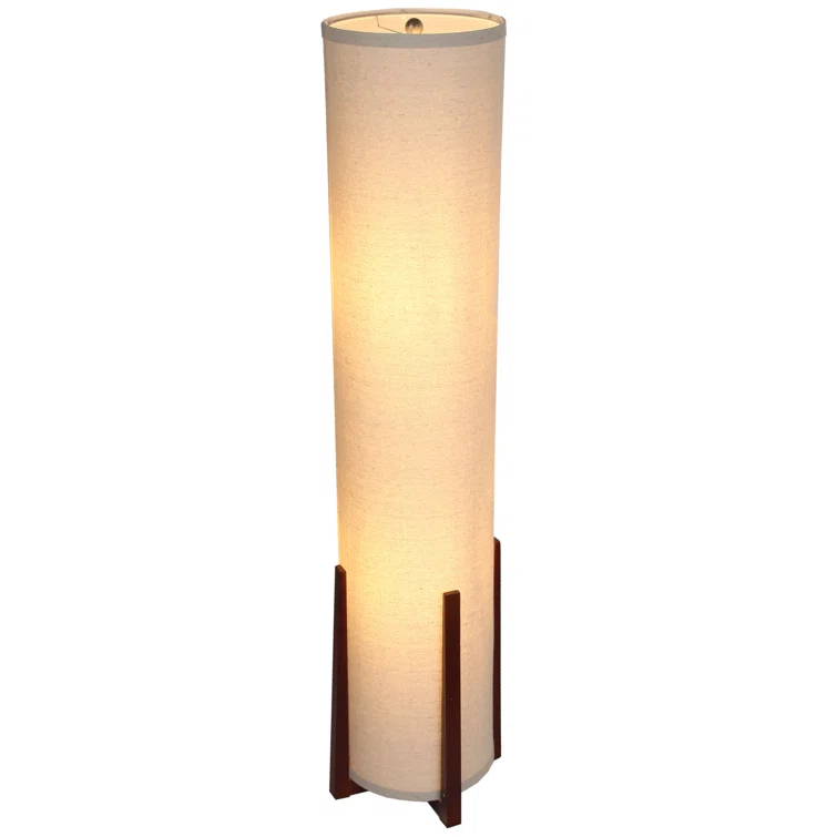 Parker 48 in. Farmhouse 2-Light LED Energy Efficient Floor Lamp with Beige Fabric Cylinder Shade
