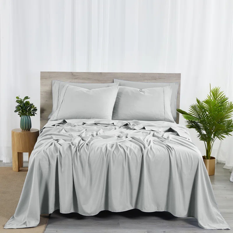 Bed Bath Fashions Bibb Home 2000 Count 6-Piece Rayon From Bamboo Sheet Set with Snug Grip