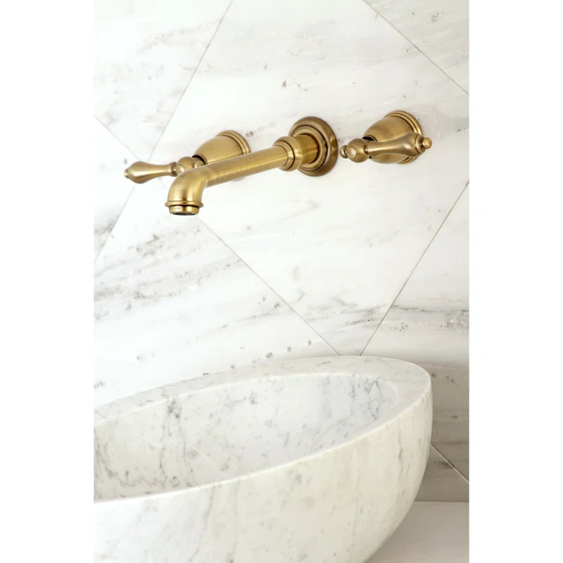 Kingston Brass KS7123AL Kingston Brass English Country Two-Handle 3-Hole Wall Mount Bathroom Faucet