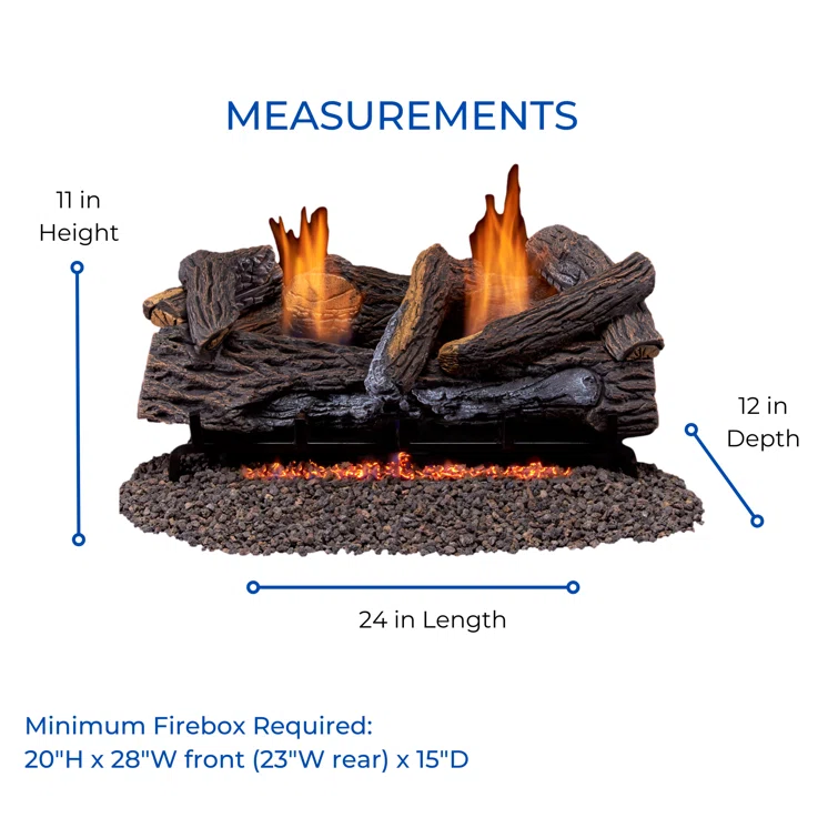 Duluth Forge Duluth Forge Vent less Dual Fuel Gas Log Set, Stacked Oak, T-Stat Control
