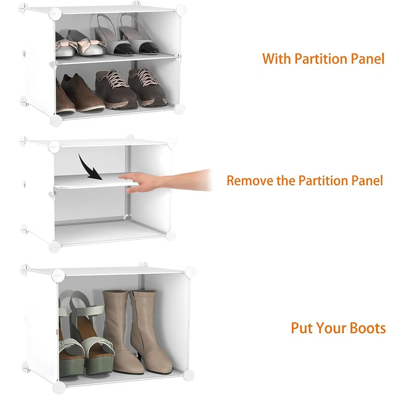 Rebrilliant Shoe Rack, 4 Tier Shoe Storage Cabinet 16 Pair Plastic Shoe Shelves Organizer for Closet Entryway