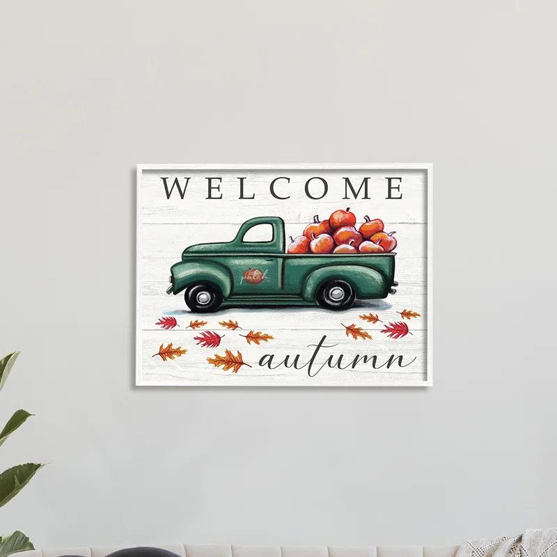Stupell Industries " Green Farm Truck Autumn "