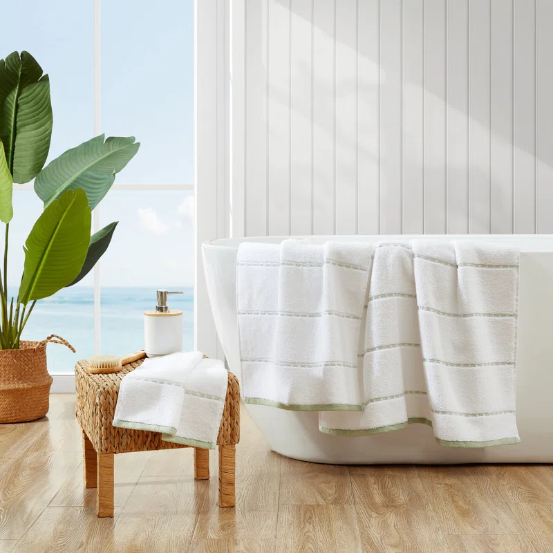 Tommy Bahama Ridley Solid Cotton Blue 3 Piece Towel Set
