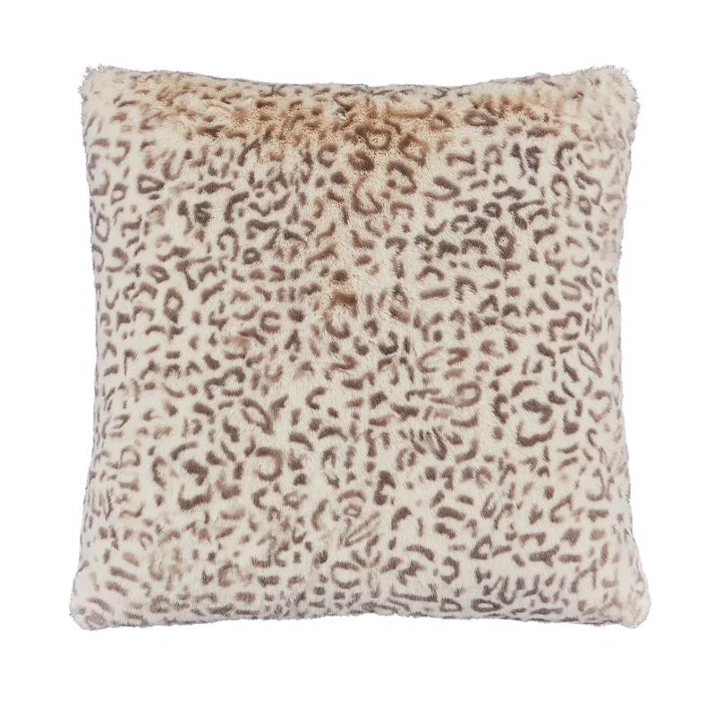 Michael Amini Snow Leopard Animal Print Feather Reversible Throw Pillow (Set of 2)