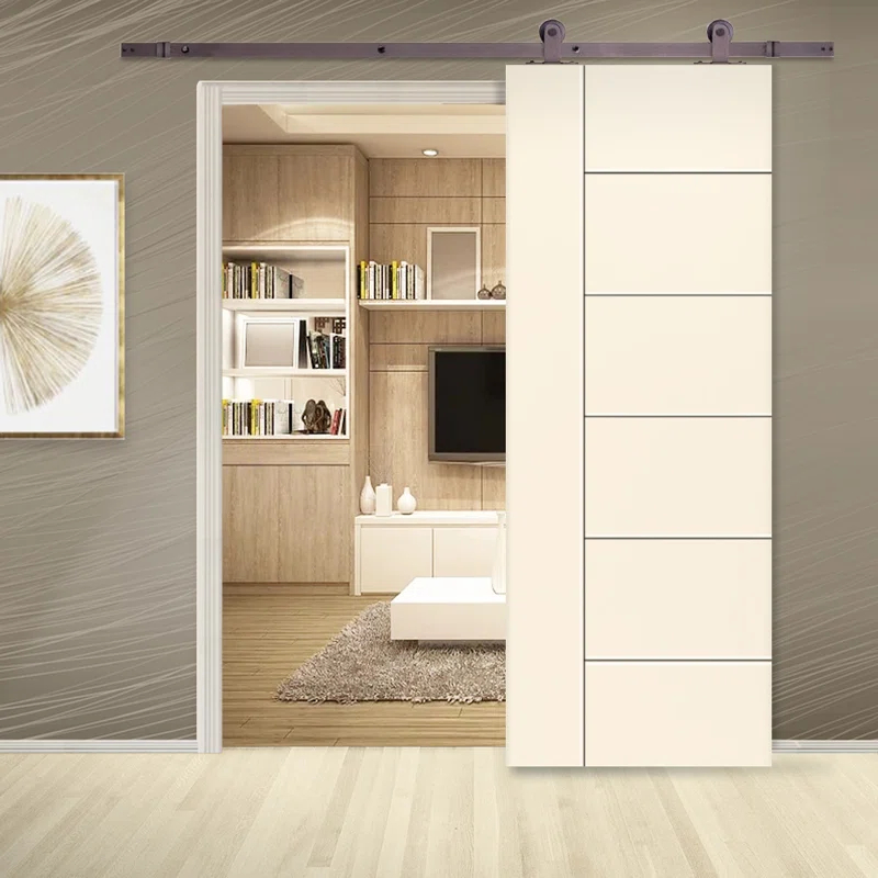 Calhome Hollow Paneled Painted with Installation Hardware Kit Barn Door