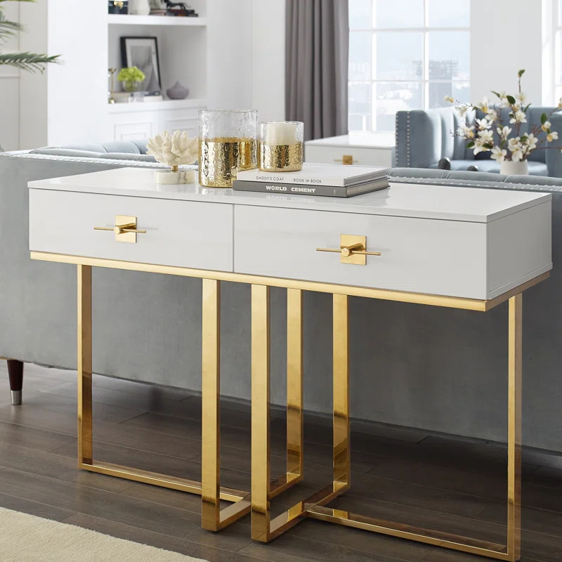 Nicole Miller Nicole Miller Plumeria  Console Table For Entryway Hallway