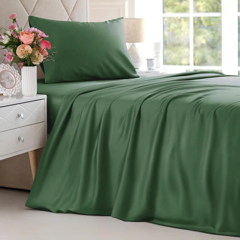 CGK Linens Premium Rayon From Bamboo 4 Piece Deep Pocket Ultra Soft & Cooling Sheet Set