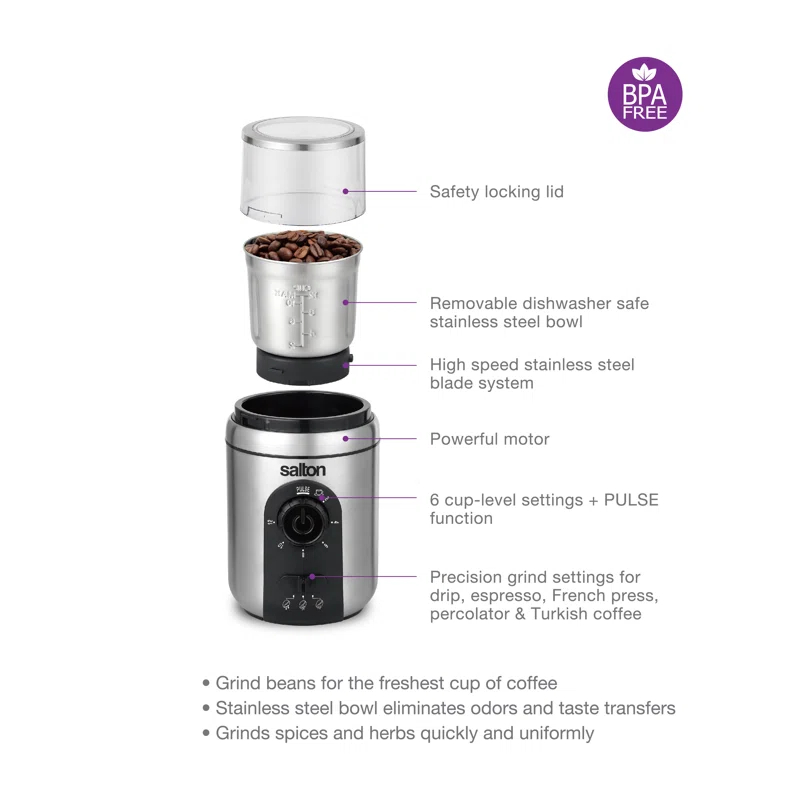 Salton Salton Stainless Steel Smart Coffee Grinder