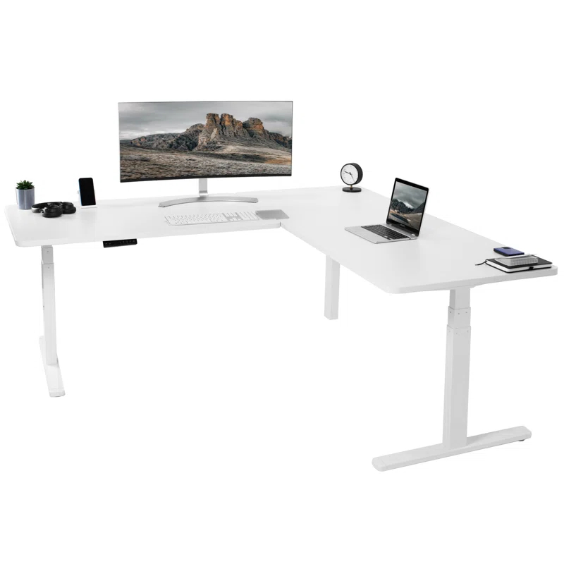 VIVO Electric 77" x 71" Corner Stand Up Desk, 3E7B Series | Wayfair