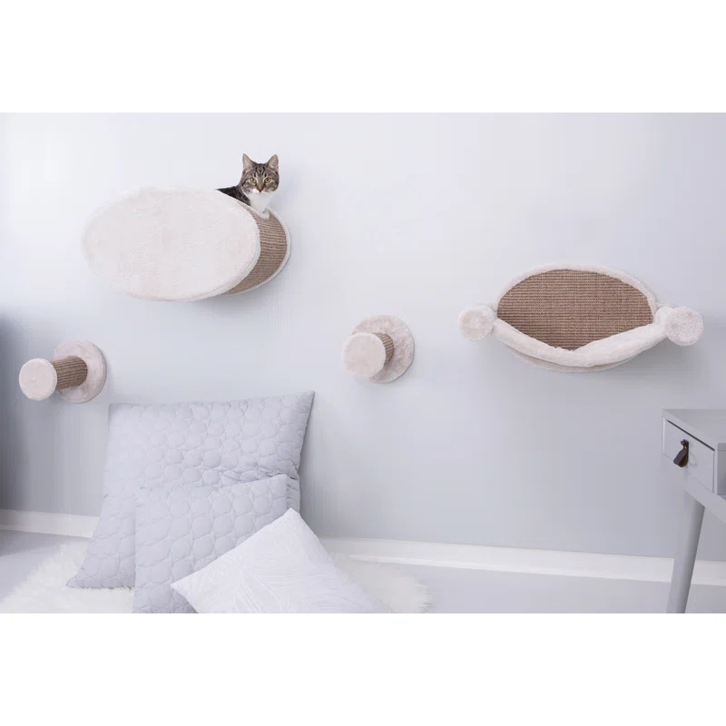TRIXIE TRIXIE Wall Mounted Cat Lounge Set, Hammock and Condo with Two Steps, Cat Furniture, Scratching Post