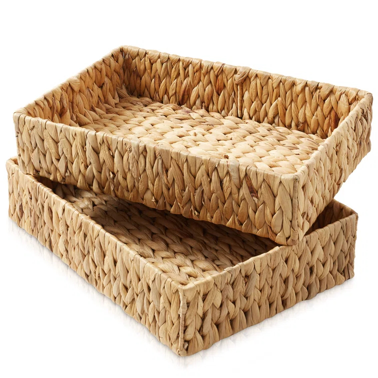 Casafield Casafield Bathroom Storage Baskets, Water Hyacinth Toilet Tank Topper Bins (Set of 2)