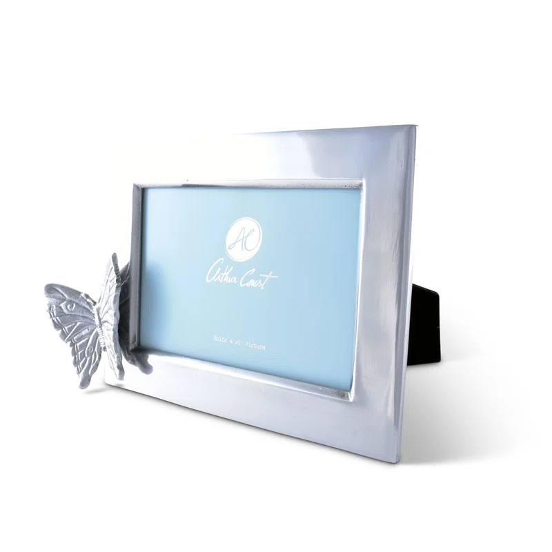 Arthur Court Designs Butterfly Silver Metal Embossed Picture Frame