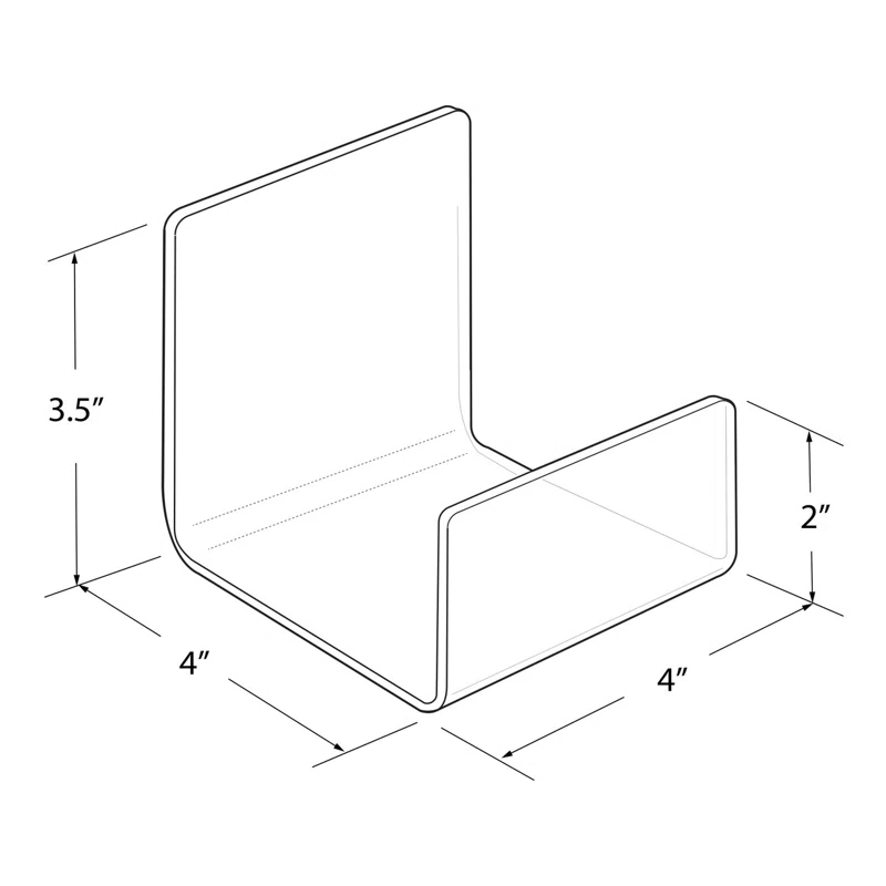 Azar Displays Acrylic Easel Stand U-Shaped with Front Lip for Counter, 4-Pack (Set of 4)