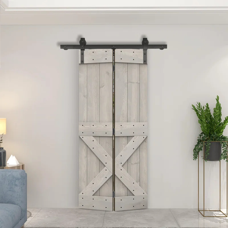Calhome 84'' Solid Wood Barn Doors Painted
