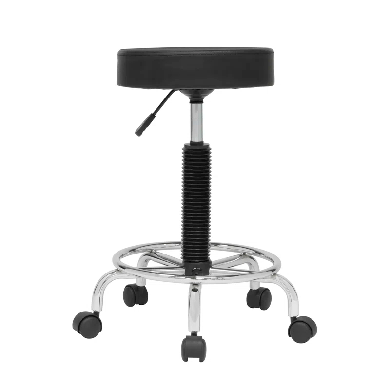 Inbox Zero Courville Adjustable Height Industrial Stool with Footring Wheels