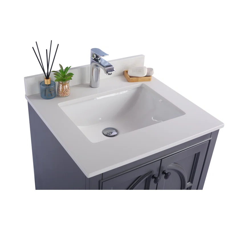 Mercer41 Mundy 24'' Single Bathroom Vanity with Stone Top