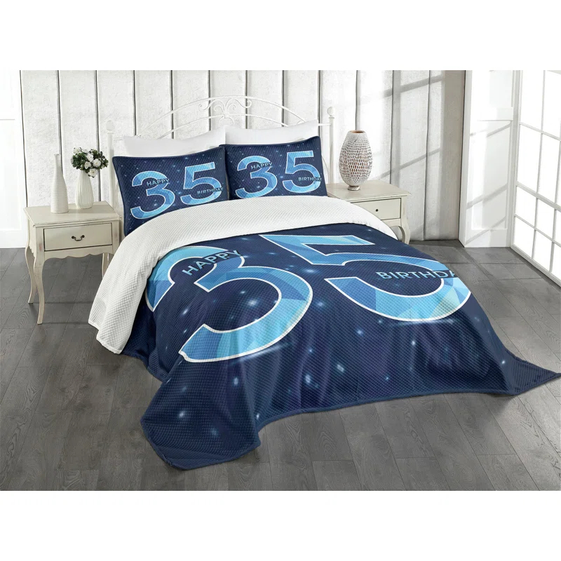 Ambesonne Ambesonne Blue Bedspread Set Thirthy 5 Modern Dark Blue Pale Blue