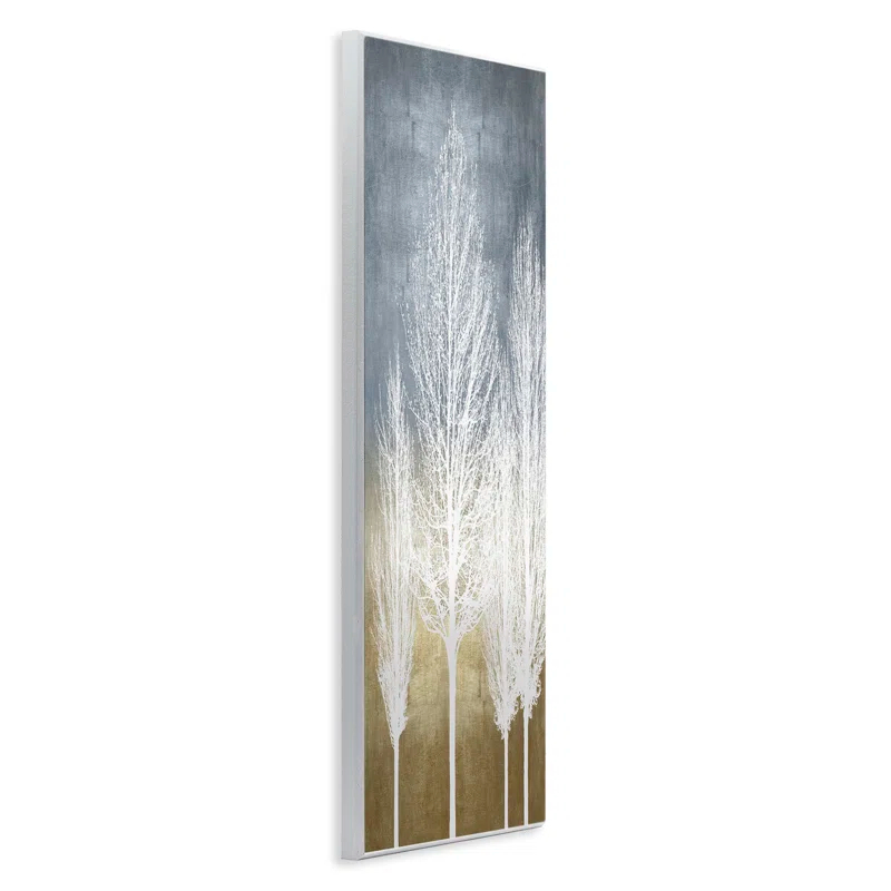 Stupell Industries Tall Tree Silhouettes Abstract White Forest Over Pattern by - Graphic Art | Wayfair