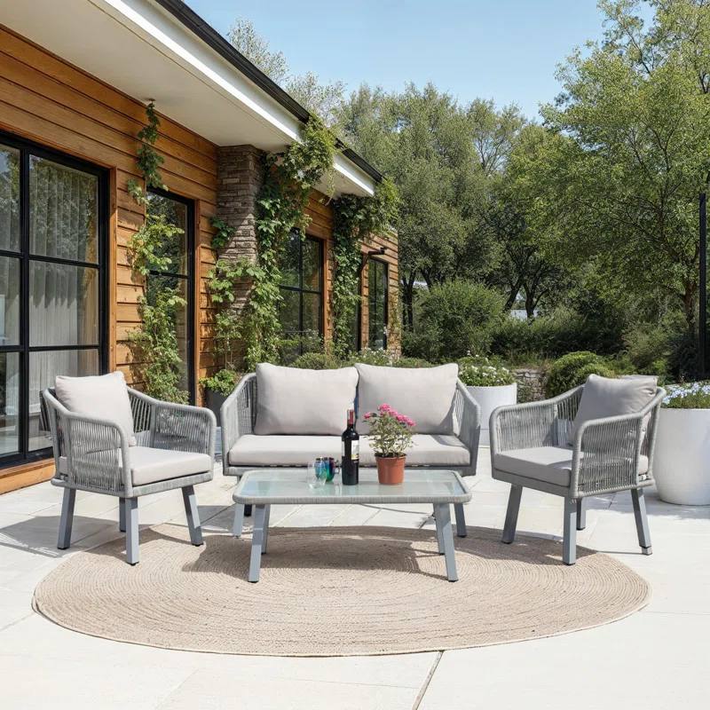 Highland Dunes Orme 4 - Person Patio Conversation Sets with Cushions