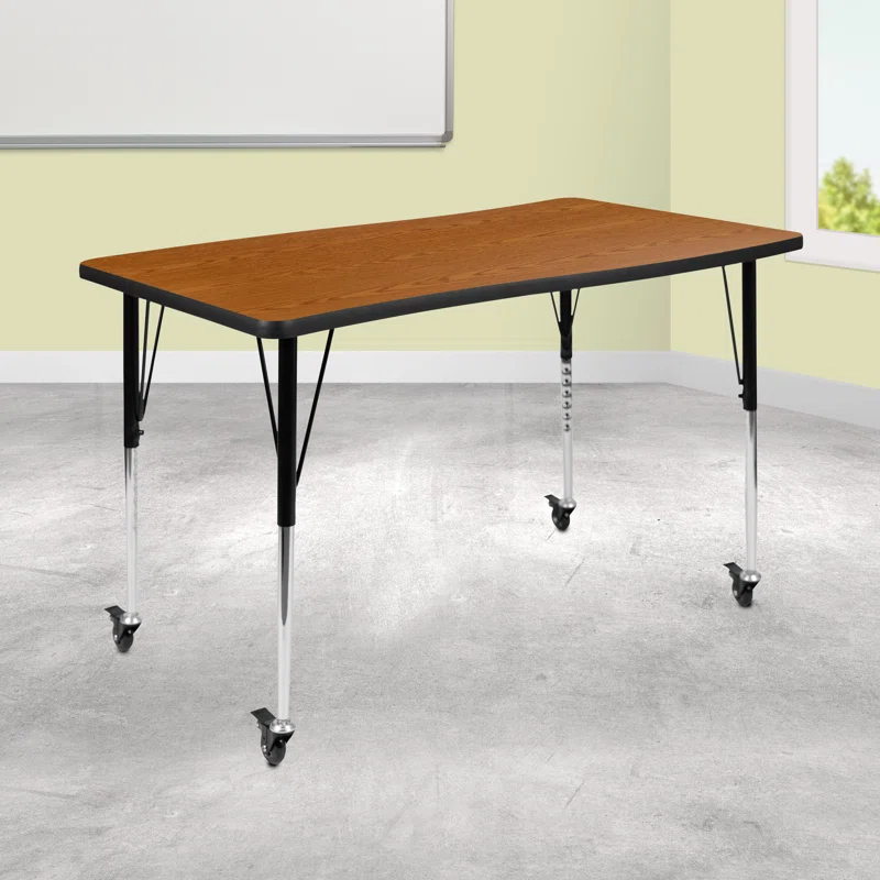 Flash Furniture Goddard 28"W x 47.5"L Rectangular Wave Collaborative Grey Adjustable Height Activity Table