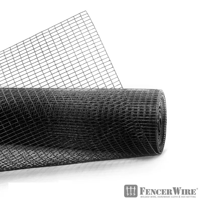 Fencer Wire Fencer Wire 16 Gauge Black Vinyl Coated Welded Wire w/ Mesh Size 0.5 inch X 1 inch, Multiple Sizes
