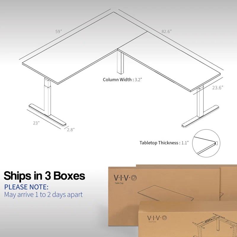 Vivo Electric 83" x 60" Stand Up Corner Desk