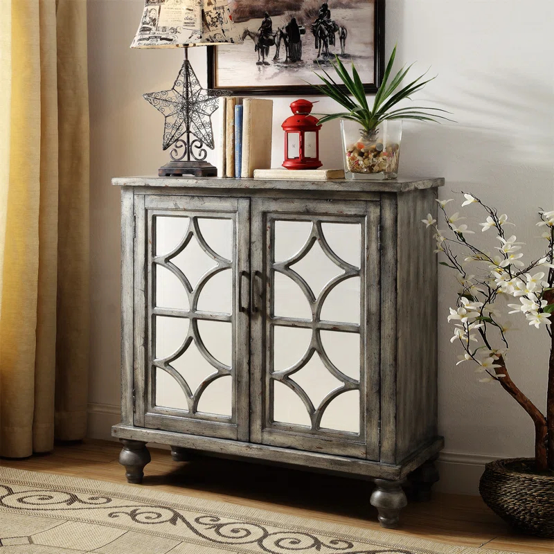 Rosdorf Park Weathered Grey 2-Door Console Table
