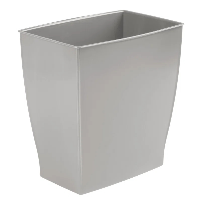 iDesign Mono BPA-Free Plastic Rectangular Waste Basket - 11.25" x 7.5" x 12", Gray