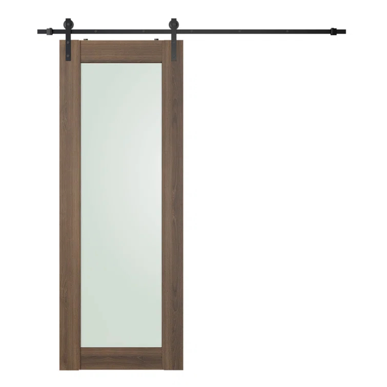 Belldinni Avon 207 Solid Manufactured Wood and Glass Paneled Prefinished Barn Door with Installation Hardware Kit
