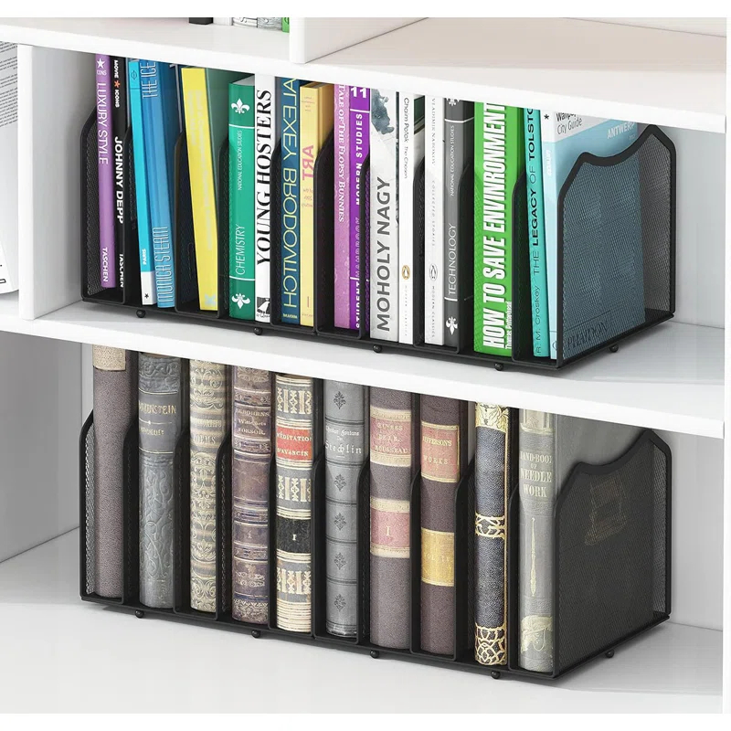 Latitude Run® Black 2 Pack - 5-Section Mesh Desktop File Sorters for Home & Office