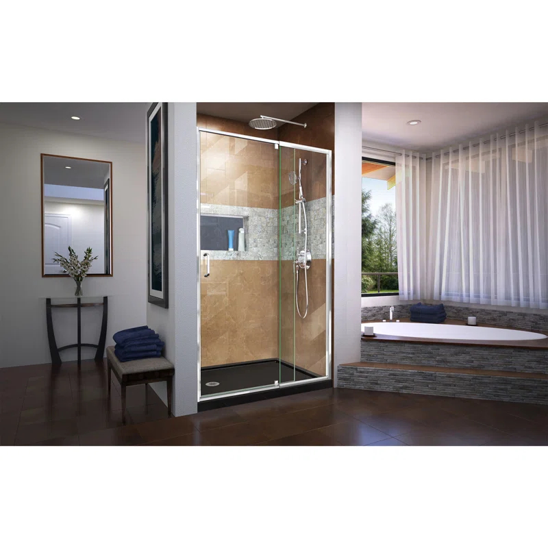 DreamLine SHDR-22487200-01 Flex 44" W x 72" H Pivot Semi-Frameless Pivot Shower Door with Clearmax Technology