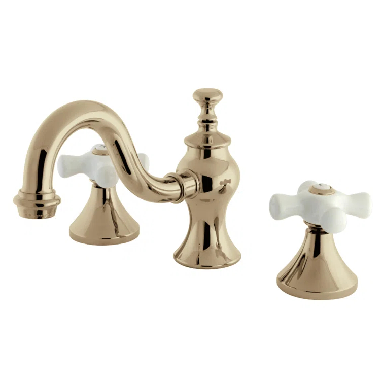 Kingston Brass Kingston Brass Two-Handle 3-Hole Deck Mount Widespread Bathroom Faucet with Brass Pop-Up Drain KC7162PX