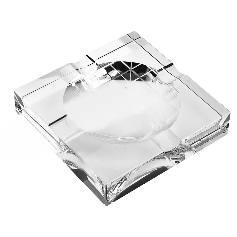 Mercer41 Catrinna Clear Crystal Square Tabletop Cigar Ashtray