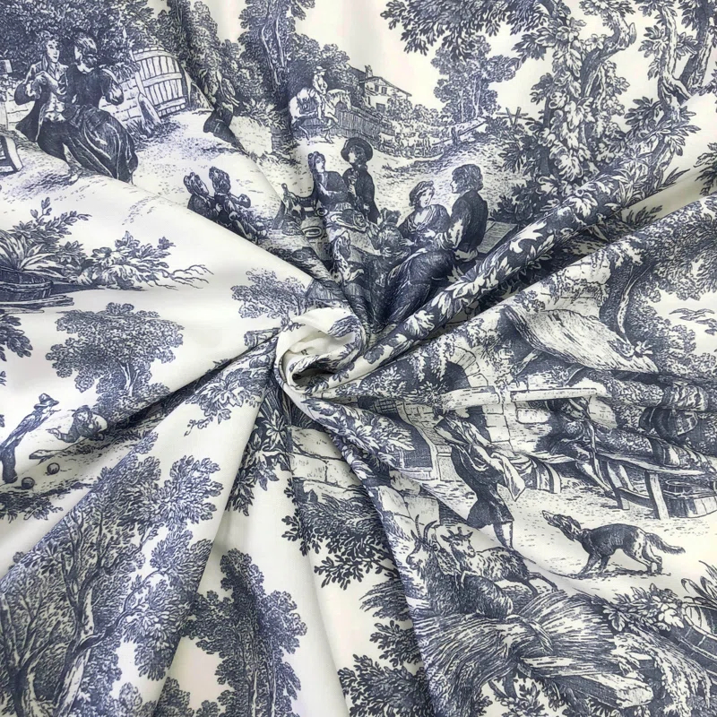 Au Village Toile Denim Cotton Comforter Set 8 Piece