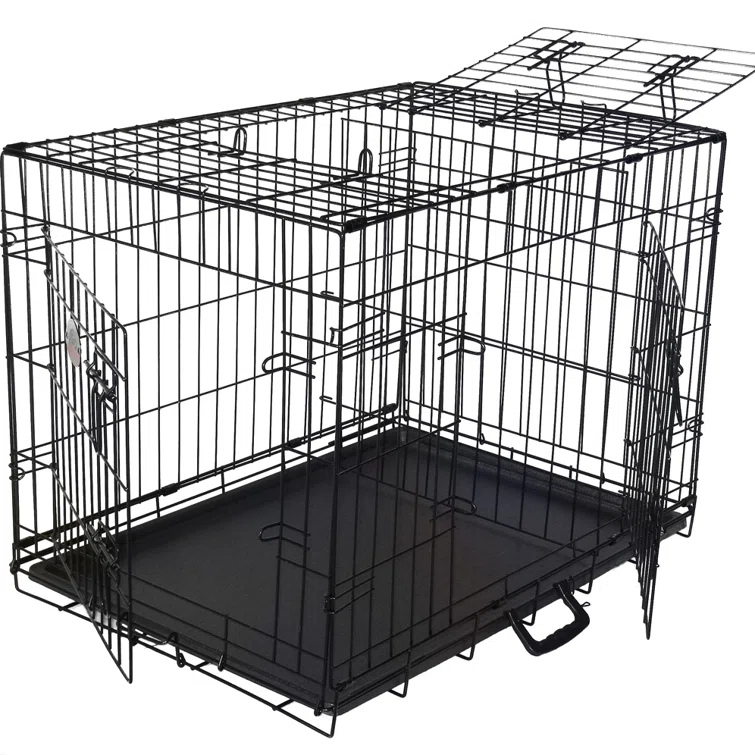 Go Pet Club Metal Collapsible Pet Crate with 3 Doors