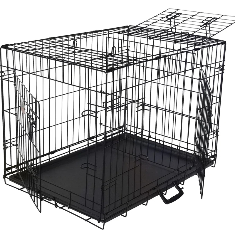 Go Pet Club Metal Collapsible Pet Crate with 3 Doors