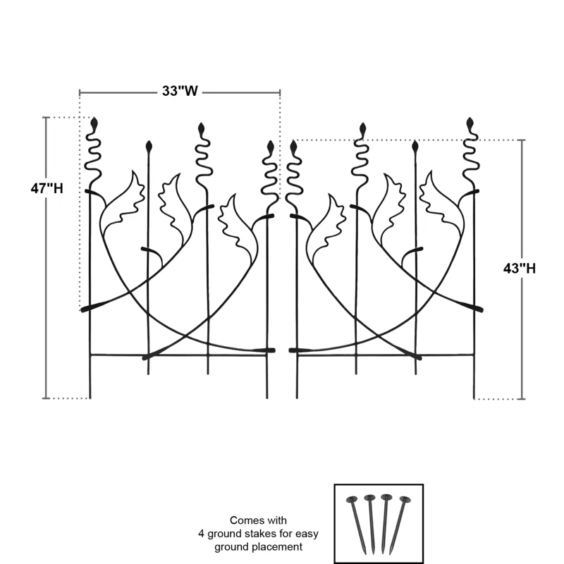43'' H x 33'' W Black Metal Fencing