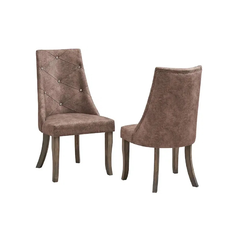 Rosdorf Park Jeaz Crystal-Tufted Upholstered Fabric Dining Room Chairs, Set of 2 (Set of 2)