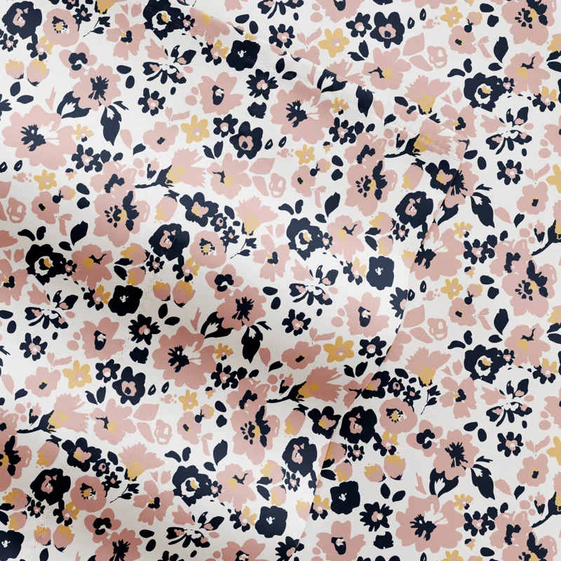 4 Piece Sheet Set Patterned Microfiber Ultra Soft Bedding in Floral Dream