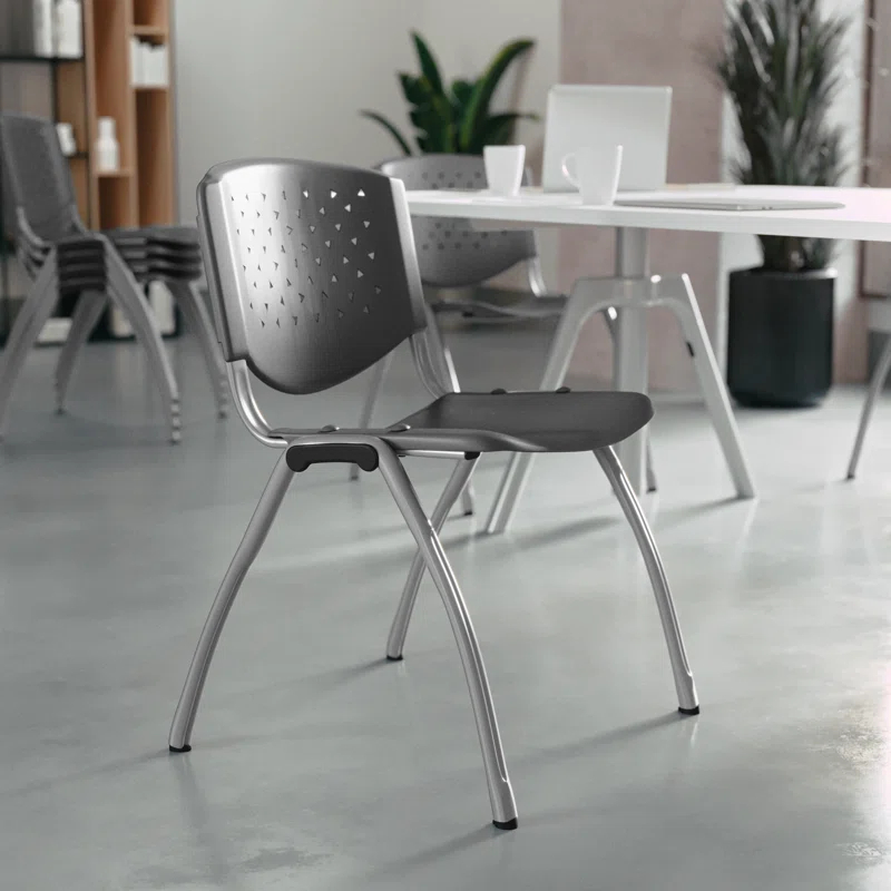Flash Furniture Memphis 880 lb. Capacity Plastic Stack Chair with Powder Coated Frame